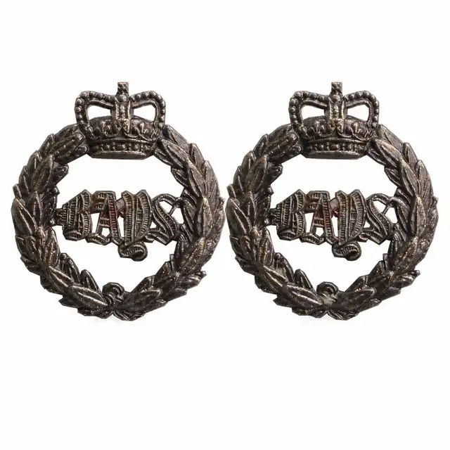 1st The Queen's Dragoon Guards Officer Bronze Service Dress Collar Badges