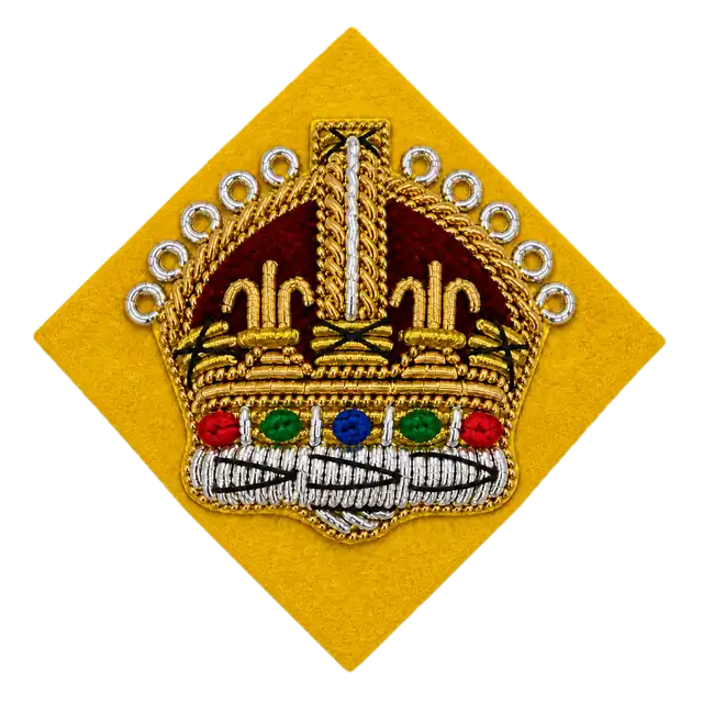 3/8 Inch Gold Embroidered Crowns — Yellow Backing