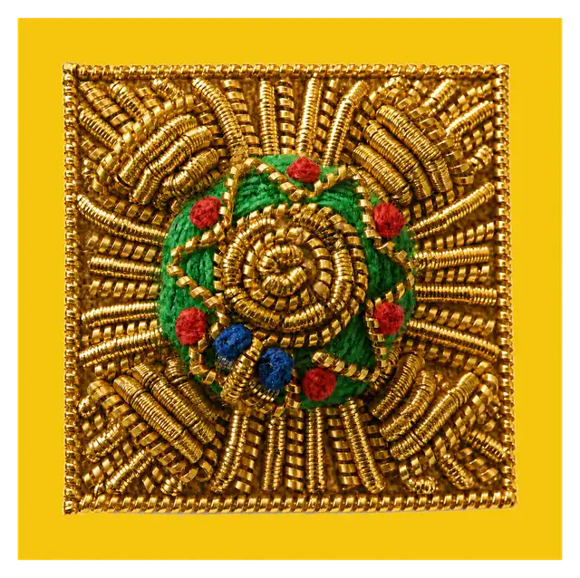 3/8 Inch Gold Embroidered Stars — Yellow Backing