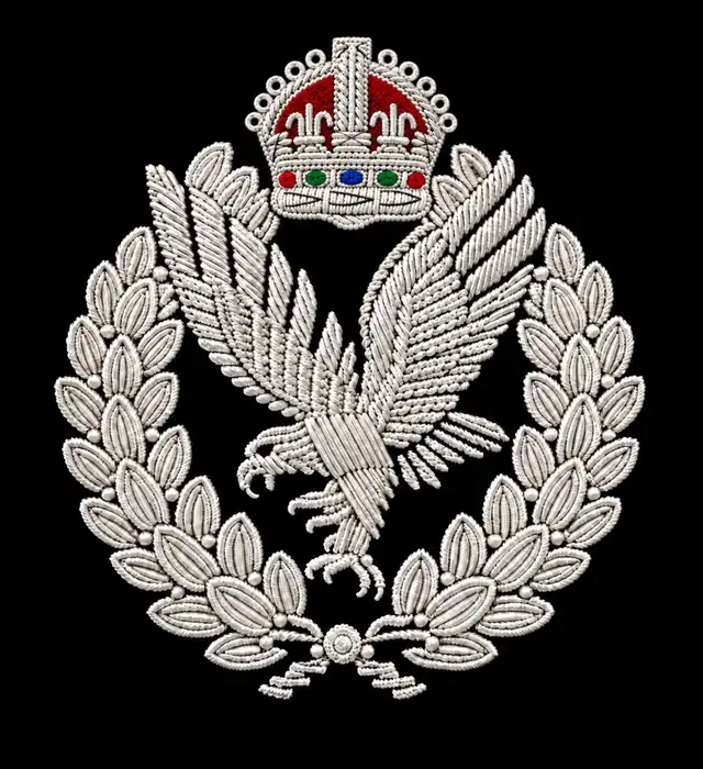 Army Air Corps Officer Silver-Wire Cap Badge