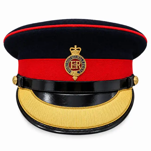 Blues and Royals No. 1 Forage Cap, straight-on with Household Cavalry officer badge