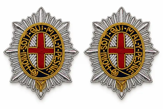 Coldstream Guards Officer Mess Dress Collar Badges — pair on white