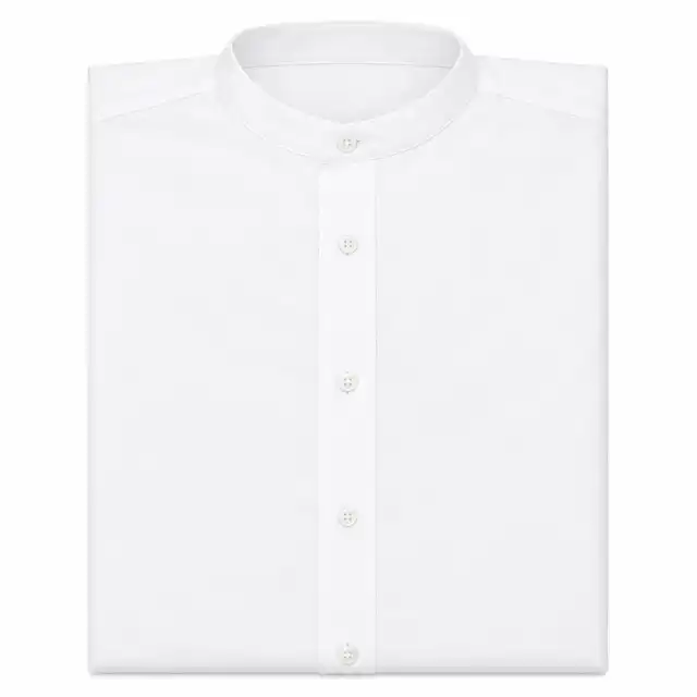 Collarless White Shirt