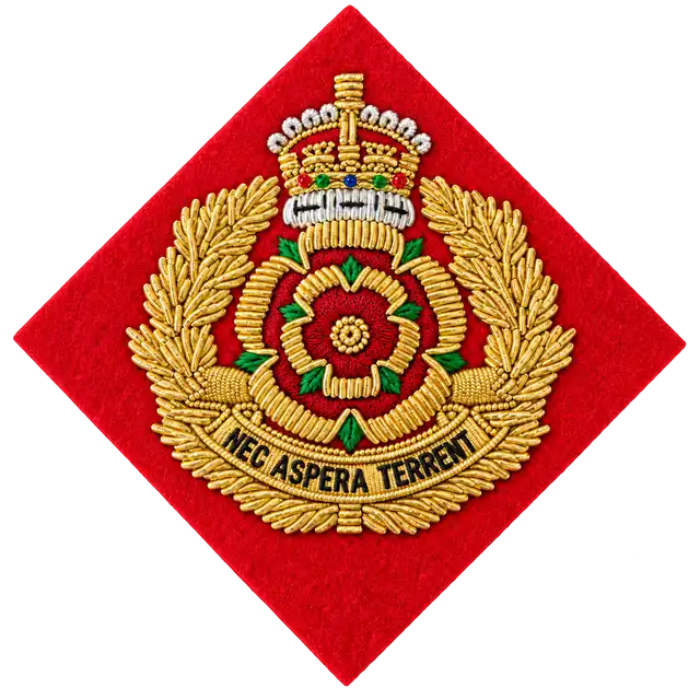 Embroidered Red Rose of Lancaster Cap Badge