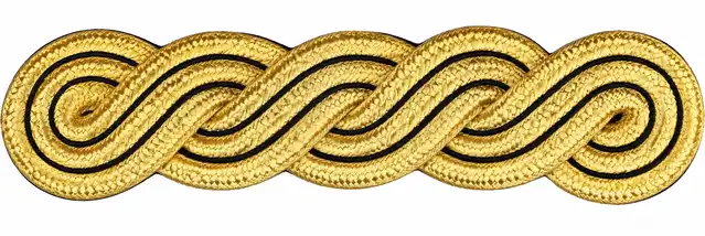 Gold 3-Ply Shoulder Cords with Black Tracing and Black Background