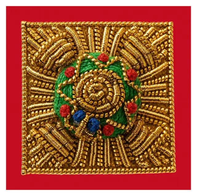 Gold Embroidered Stars — Scarlet Backing