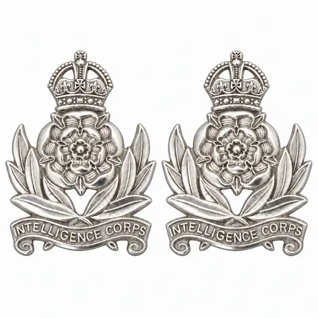 Intelligence Corps Officer and WO1 Silver Collar Badges