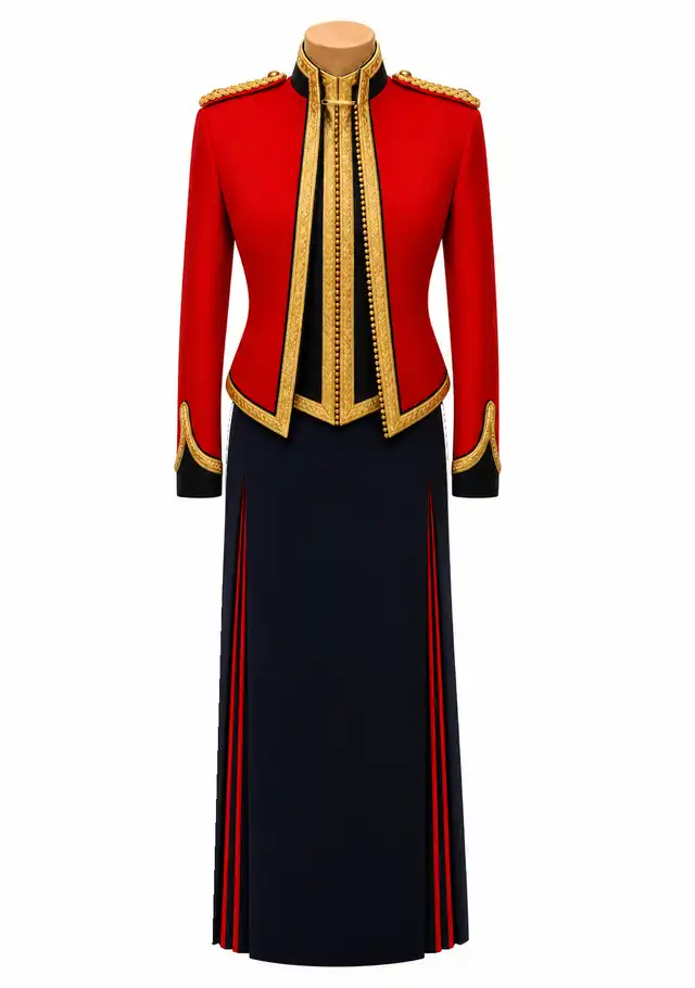 Life Guards female regulation mess skirt with scarlet stripes inside side pleats