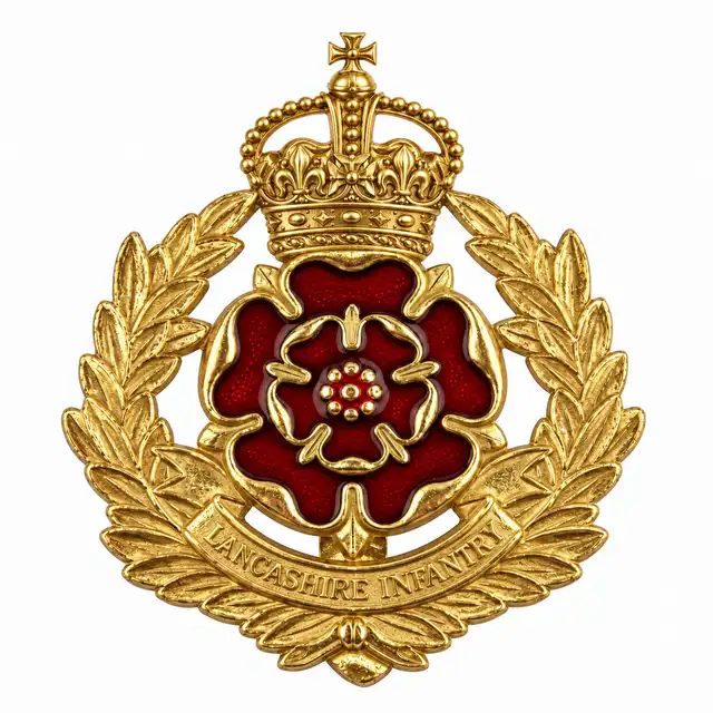 Red Rose of Lancaster Cap Badge (Metal Badge)