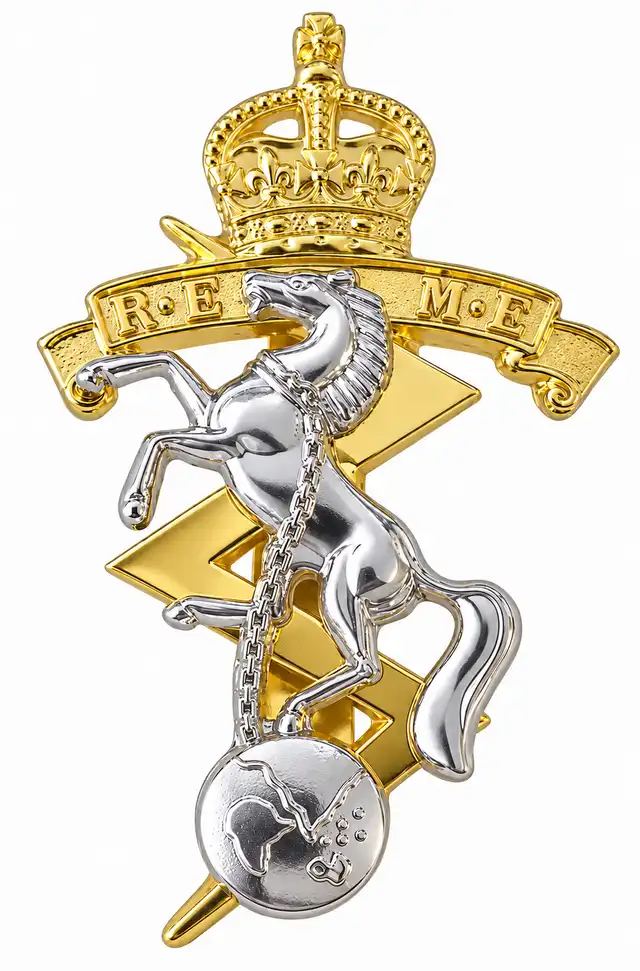 REME Officer Plated Cap Badge