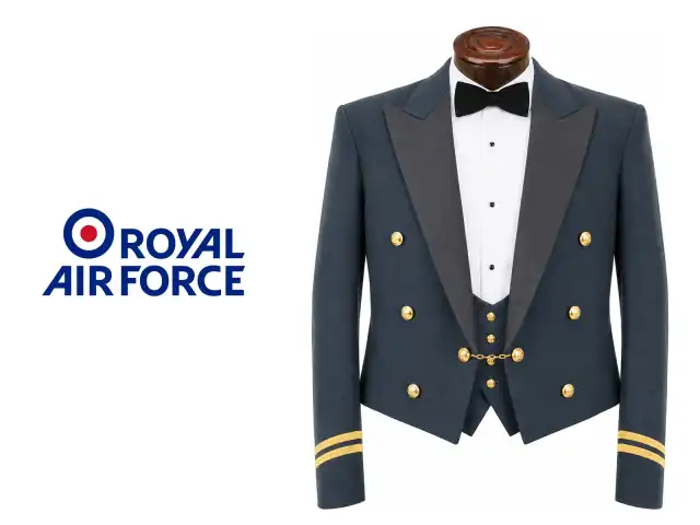 Royal Air Force logo beside the male officer mess dress.