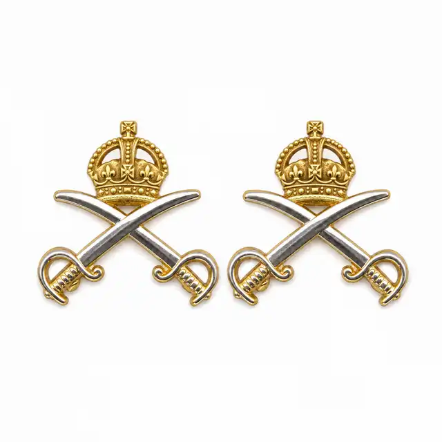Royal Army Physical Training Corps Officer Collar Badges with Tudor crowns, pair