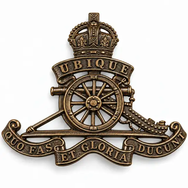 Royal Artillery Bronze Service-Dress Cap Badge with Tudor crown, front view