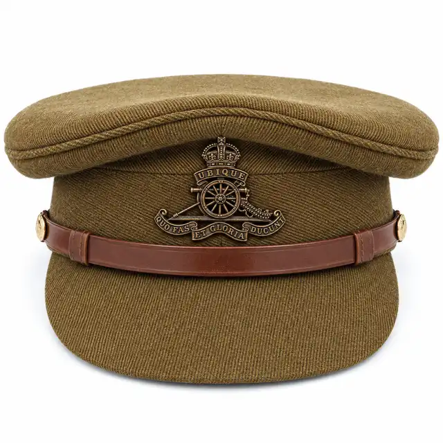 Royal Artillery Male Service-Dress Cap with soft flat crown and bronze Tudor-crown badge