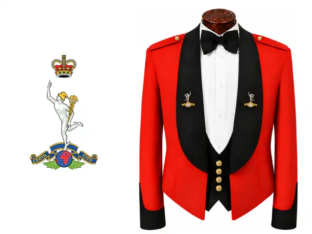 Royal Corps of Signals logo beside the male officer mess dress.