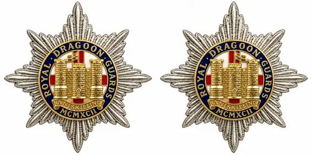 Royal Dragoon Guards Handed Metal Collar Badges