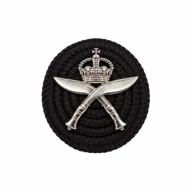 Royal Gurkha Rifles Officers’ Cap Badge on Black Boss — No. 1 & No. 2 Dress