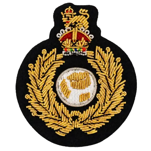 Royal Marines Black Embroidered Corps Cap Badge