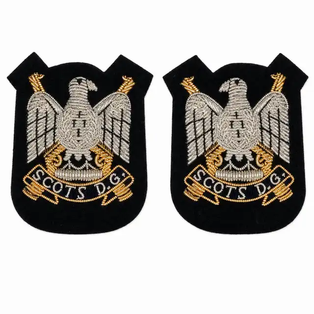 Royal Scots Dragoon Guards Embroidered Eagle Collar Badges