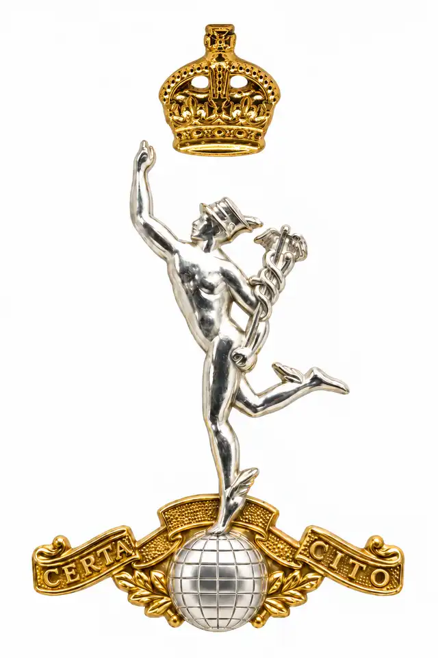 Royal Signals Officer Plated Cap Badge