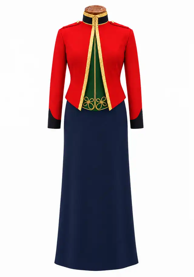 The Royal Welsh female officer Mess Dress with dark-blue skirt