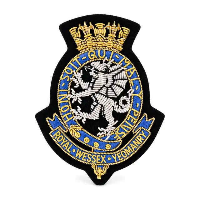 Royal Wessex Yeomanry Embroidered Officer Cap Badge