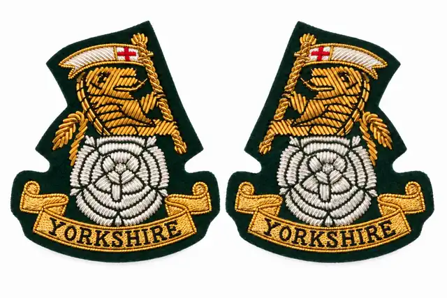 Royal Yorkshire Regiment Embroidered Mess Collar Badges