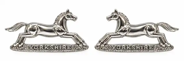 Royal Yorkshire Regiment White Horse Collar Badges