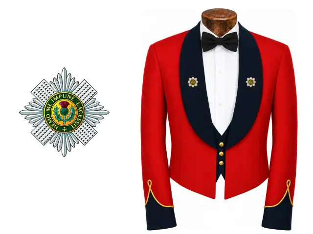 Scots Guards logo beside the male officer mess dress.