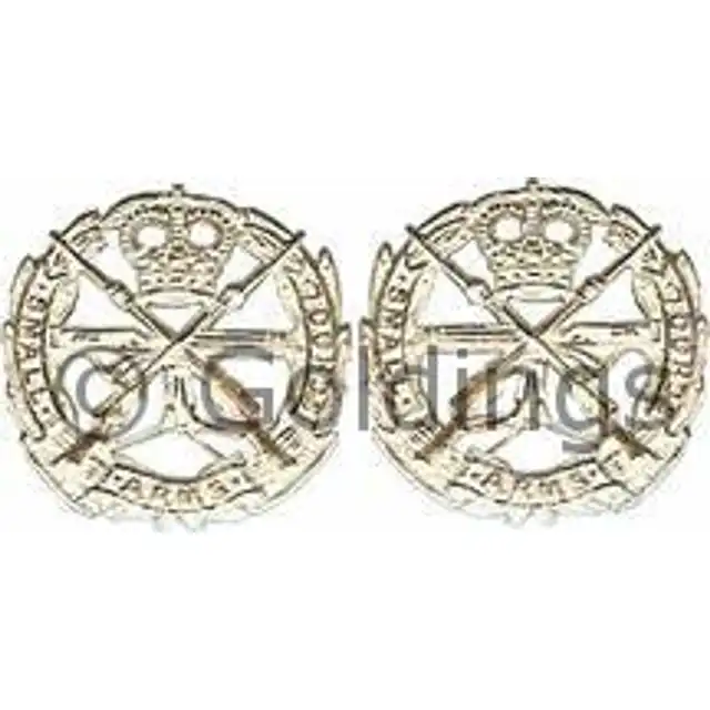 Small Arms School Corps Warrant Officer Class 2 and Senior NCO Anodised-Aluminium Collar Badges