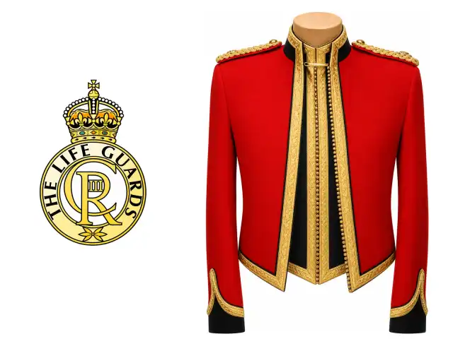 The Life Guards logo beside the male officer mess dress.