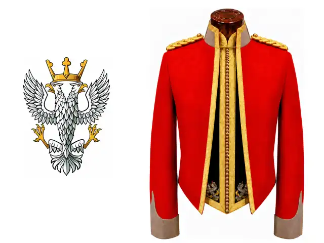 The Mercian Regiment logo beside the male officer mess dress.
