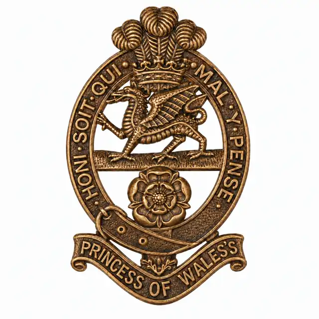 The Princess of Wales's Royal Regiment No. 2 Khaki Hat Badge (FAD)
