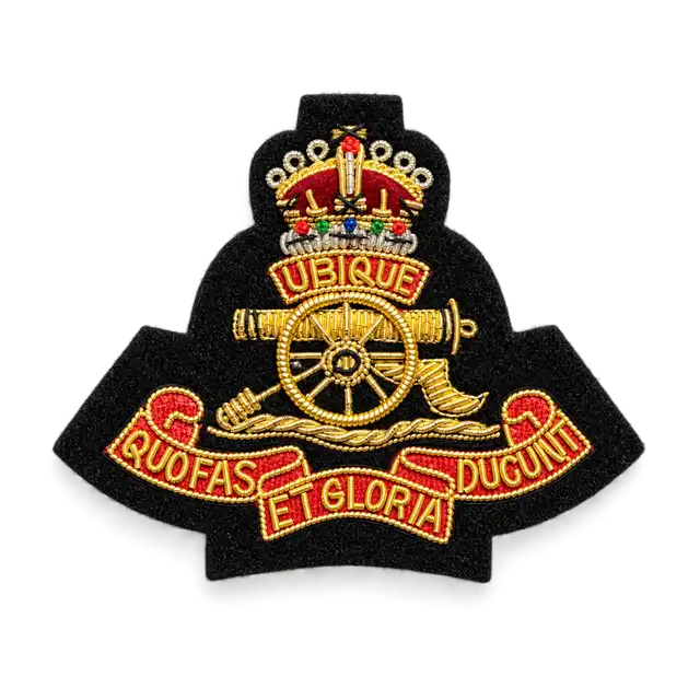 The Royal Regiment of Artillery Beret Badge — black backing, King’s crown