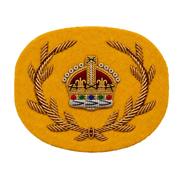 WO2 Crown-in-Wreath Rank — Gold on Yellow